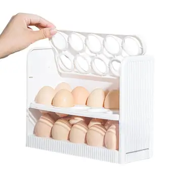 Лоток для яиц для холодильника, 30 сеток, Противоскользящая Поворотная подставка для яиц, диспенсер для хранения и организации яиц на кухне, дверца холодильника