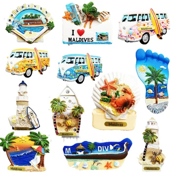 Магнит на холодильник на Мальдивах, сувенир, Океанский пляж, Магниты из смолы для холодильника, магнитные наклейки, декор для подарков ручной работы