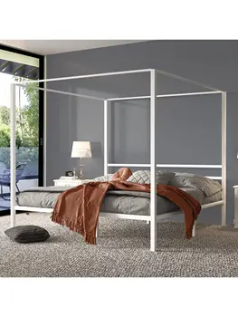 Металлический Каркас кровати с балдахином 14-Дюймовая платформа со Встроенным изголовьем, Прочная Металлическая Планка Для матраса