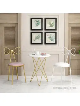 Металлический стул Nordic Bow, кафе, тематический ресторан с молочным чаем, сочетание стола и стула, современный простой стул со спинкой