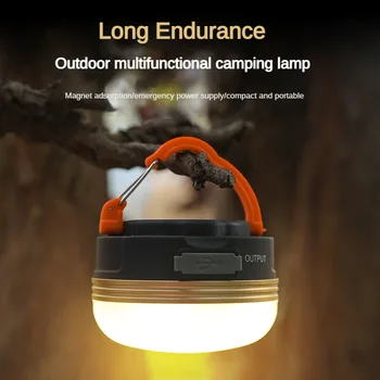 Мини-фонарь для кемпинга с магнитным USB-перезаряжаемым фонариком, Водонепроницаемые Фонари для палатки, Подвесная рабочая лампа для наружного оборудования