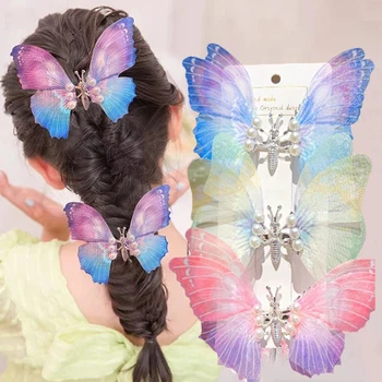 Модная Красочная заколка для волос с бабочкой, 3D Заколка для волос с бабочкой, Движущиеся Крылья бабочки, Жемчужная шпилька для девочек, Женская заколка, ювелирные изделия