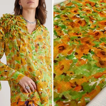Модный бренд, ткань с химическим волокном и натуральным хлопком, женское платье с цветочным принтом, ткань 