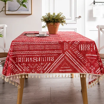 Моющийся, маслостойкий, водонепроницаемый коврик для обеденного стола, коврик для чайного стола, красный новогодний коврик для стола