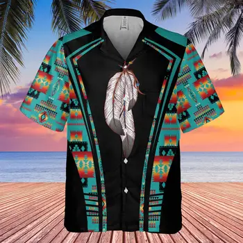 Мужская гавайская рубашка в индийском стиле, пляжный костюм с коротким рукавом, Летние повседневные топы на пуговицах в стиле пэчворк, 3D рубашки