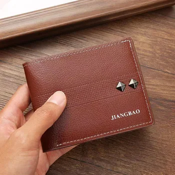 Мужской короткий кошелек в корейском стиле, модный кошелек с рисунком личи, роскошный дизайн, футляр для нескольких карт