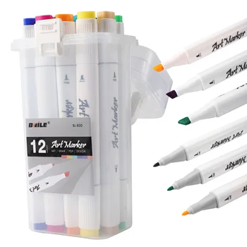 Набор маркеров для рисования 12 цветов Двуглавые художественные маркеры Профессиональная ручка для рисования манги и граффити на спиртовой основе