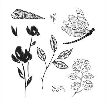 Набор Штампов-Пробоотборников Suite Dragonfly Flower Прозрачные Штампы для Открыток для Скрапбукинга DIY Cards Crafts 2021 New