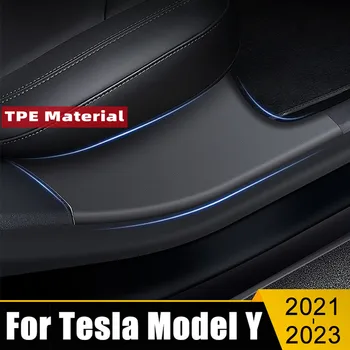 Накладка На Порог Задней Двери Автомобиля TPE Для Tesla Model Y 2022 Защитная Наклейка На Порог Автомобиля Anti-dirty Mat Tesla Model Y 2023 Аксессуары