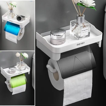 Настенный держатель для туалетной бумаги, аксессуары для салфеток в ванной, держатели для стоек, Самоклеящиеся, без перфоратора, кухонные принадлежности для рулонной бумаги