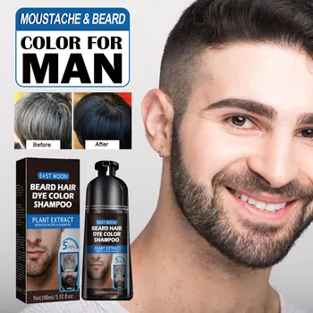 Натуральный Стойкий Шампунь для мужчин с перманентной краской для бороды 100 мл, для удаления волос с белой сединой, Для мужчин, Шампунь для мужчин с краской для Бороды