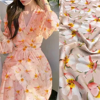 Нежный элегантный цветочный фрагментационный эластичный двойной материал из креп-шелка Qiao Простая модная французская рубашка для пошива тканей Div