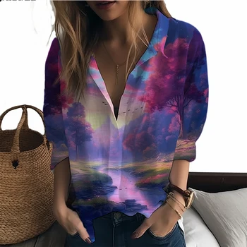 Новая женская рубашка 3D печать Fantasy Valley Ms. Рубашки Женские рубашки в стиле досуга Модные уличные свободные женские рубашки