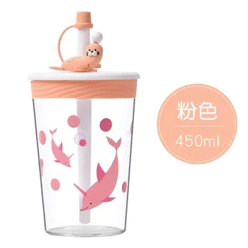 Новая мультяшная чашка для воды с соломинкой, простая и модная, милая детская соломенная чашка, термостойкий пластиковый стаканчик с защитой от падения