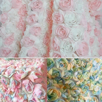 НОВОЕ поступление Разноцветных 3D цветов Розы Кружевная ткань Женская одежда Свадебное платье Фоновая ткань Материал для шитья своими руками D786N