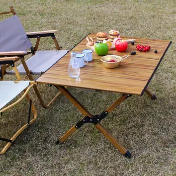 Новый портативный легкий стол для барбекю и пикника из дерева и алюминия для кемпинга