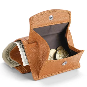 Новый стиль, маленький кошелек из воловьей кожи, короткий женский кожаный кошелек, сумка для размена монет