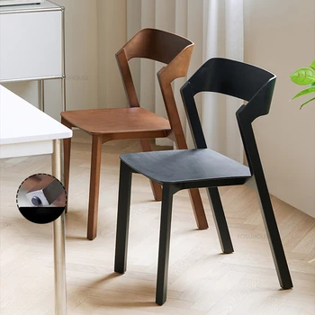 Обеденные стулья со спинкой из массива дерева в скандинавском стиле, мебель для домашней кухни, Дизайнерские Ins, Обеденный стул для маленькой квартиры, стул для макияжа в спальне.
