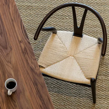 Обеденный стул MOMO Nordic из массива дерева, плетеный из ротанга, Y-образный стул, домашний стул для чайной комнаты в семье, стул со спинкой, современное креативное кресло