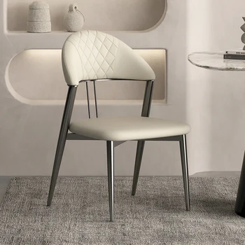 Обеденный стул в скандинавском стиле, натуральная кожа, Уникальные дизайнерские стулья Для гостиной, Компактная металлическая мебель в китайском стиле Silla Nordica