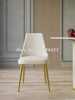 Обеденный стул Домашний Легкий Роскошный Современный стул Со спинкой Дизайнерский Креативный Обеденный стул из чистой Красной кожи