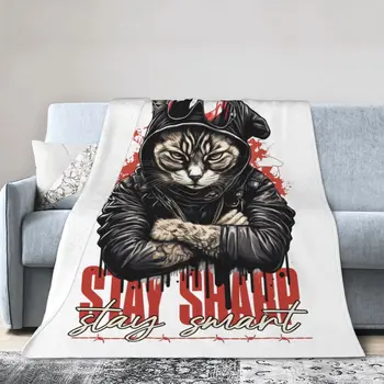 Одеяло для кровати Savage Assassin Cat, Покрывала для кроватей, Роскошное одеяло, Фланелевое одеяло, одеяло для кондиционирования воздуха