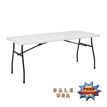 Опорный 6-футовый стол, раскладывающийся пополам, белый гранит