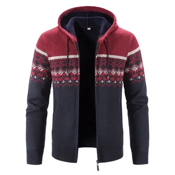 Осень и зима 2023, Новая флисовая утолщенная теплая куртка с капюшоном, мужской повседневный свободный удобный высококачественный свитер большого размера