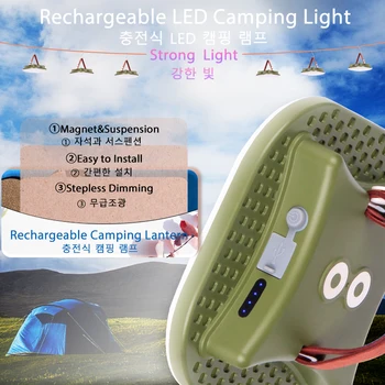 Походный фонарь емкостью 15600 мАч, портативный мощный перезаряжаемый Многофункциональный светодиодный фонарик с магнитом, палатка для рыбалки, палатка для домашнего использования