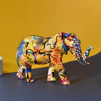 Простые Аксессуары для украшения дома, Креативные Красочные Украшения для офисного шкафа в виде слона, Скульптуры животных из смолы и статуэтки
