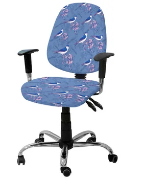 Птицы на ветвях сливы, цветущей сливы, Эластичный чехол для компьютерного кресла, съемный чехол для офисного кресла, разрезные чехлы для сидений