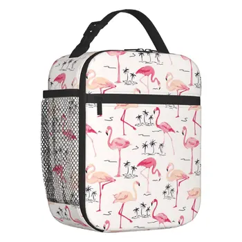 Ретро Птица Фламинго, тропические растения, Изолированные сумки для ланча для женщин, Портативный термоохладитель, коробка для Бенто, Кемпинг на открытом воздухе, путешествия