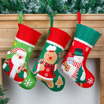 Рождественские украшения Мультяшный Санта-Клаус, Снеговик, Пряничный человечек, Рождественский подарок, Чулки, сумка, подвеска в виде Рождественской елки, Счастливого Рождества