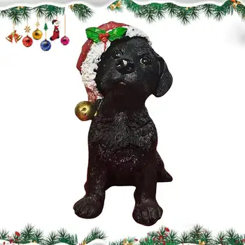 Рождественские фигурки собак Рождественские статуэтки черных собак из прочной смолы Многофункциональное украшение для Рождественского стола для собак Многоразовая собака