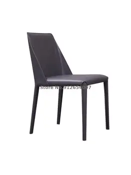 Роскошный обеденный стул Nordic Light, современный минималистичный домашний стул со спинкой, Кожаное седло, Повседневный стул из жесткой кожи в ресторане отеля
