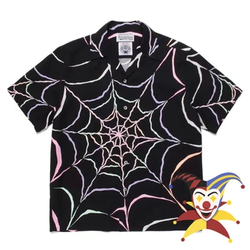 Рубашка Spider Web WACKO MARIA Мужская Женская 1: 1, высококачественные гавайские рубашки 2023ss, футболка