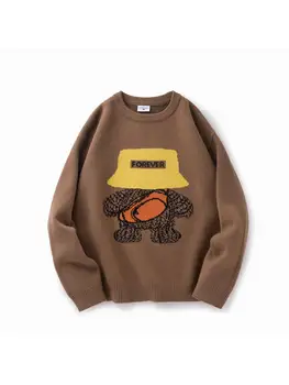 Свитера на заказ уличная одежда с логотипом мужской пуловер свитер жаккардовый узор джемперы оверсайз на заказ хлопковый свитер