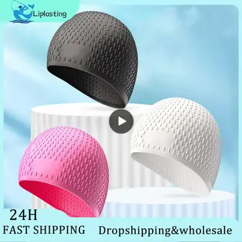 Силиконовая шапочка для плавания Удобные многоцветные шапочки для плавания для взрослых, нескользящие водонепроницаемые шапочки для купания, снаряжение для плавания