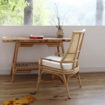 Скандинавские обеденные стулья Дизайнерский домашний Ретро стул с одной спинкой для семейного отдыха на открытом воздухе Ротанговый стул B