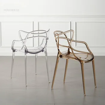 Скандинавские Прозрачные Акриловые Обеденные стулья Мебель для столовой Пластиковый Хрустальный стул Single Creative Dining Chair B