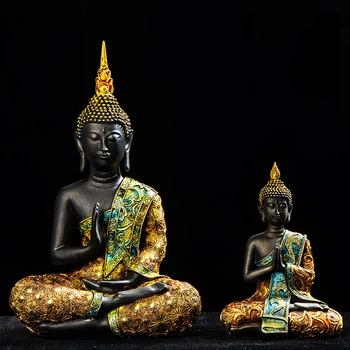 Статуя Будды, Большая скульптура Будды из Таиланда, Зеленая смола, буддизм ручной работы, индуистская фигурка фэншуй, Медитация, Домашний декор