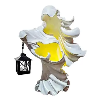 Статуя Призрака на Хэллоуин, Светодиодная смола, винтажное украшение Статуи Призрака, украшения на Хэллоуин, Фонари на Хэллоуин для дома и двора