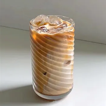 Стеклянная чашка с резьбой для американского кофе, содовой, газированной воды, стакана для смешивания молока и завтрака