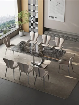 Стол из легкого камня современная простая вилла высокого класса для дома из микрокристаллического камня прямоугольный обеденный стол из роскошного камня