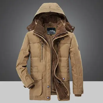 Теплая зимняя куртка, мужское флисовое пальто с капюшоном, Утепленные Парки, мужские куртки, Верхняя одежда, Шляпа, Съемные Пальто, хлопковая куртка с капюшоном, M-6XL