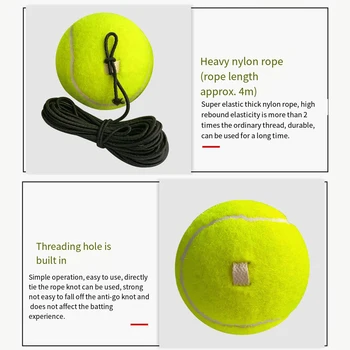 Тренажер для тенниса с мячом для самостоятельного изучения, тренировка для одного игрока с высокоэластичным теннисным мячом на веревочной основе