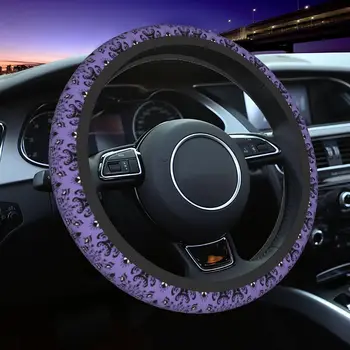 Фиолетовый чехол на руль с привидениями для женщин и мужчин, фиолетовый милый нескользящий Универсальный 15-дюймовый неопреновый автомобильный чехол