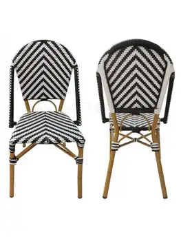 Французский обеденный стул, стул из ротанга, табурет со спинкой, Бамбуковый стул на балконе, уличный стул, стул для кофейни, американский кантри-ретро-сингл