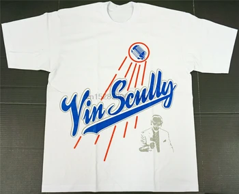 Футболка Vin Scully, бейсбольная футболка La Los Angeles, 100% хлопок, мужские белые новые топы в стиле харадзюку, модная классическая футболка