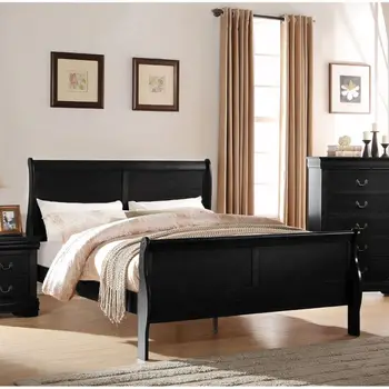 Черная двуспальная кровать, односпальная кровать, двуспальная кровать, мебель для спальни премиум-класса